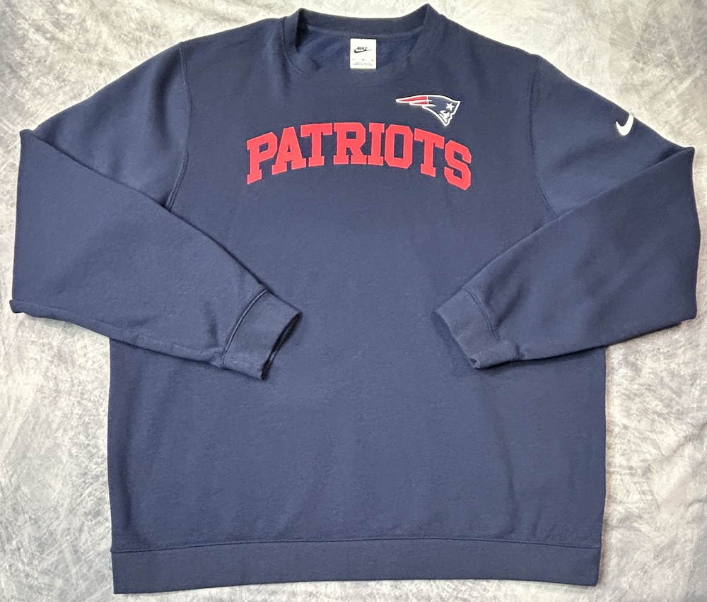New England Patriots Sweatshirt Mens XL Blue NFL Football Nike Fleece Crewneck